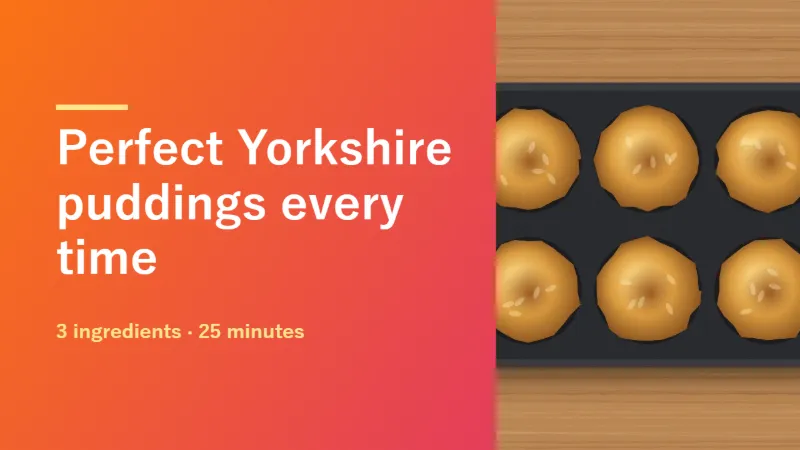 Example: a 1280 × 720 cooking-video thumbnail with the photo down one side