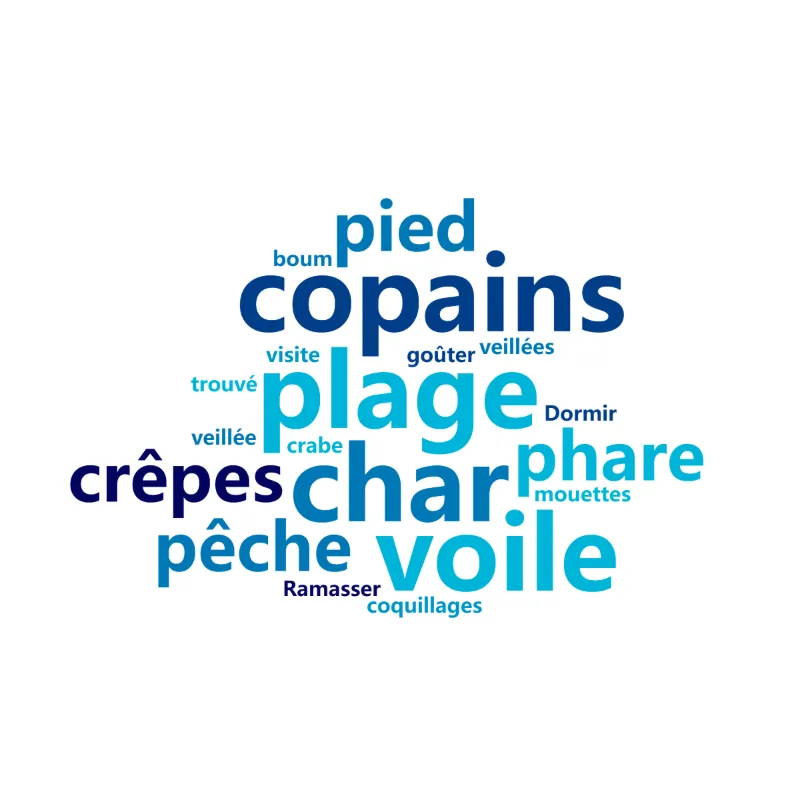 Exemple : « Qu’as-tu préféré à la classe de mer ? », les réponses d’un CM1